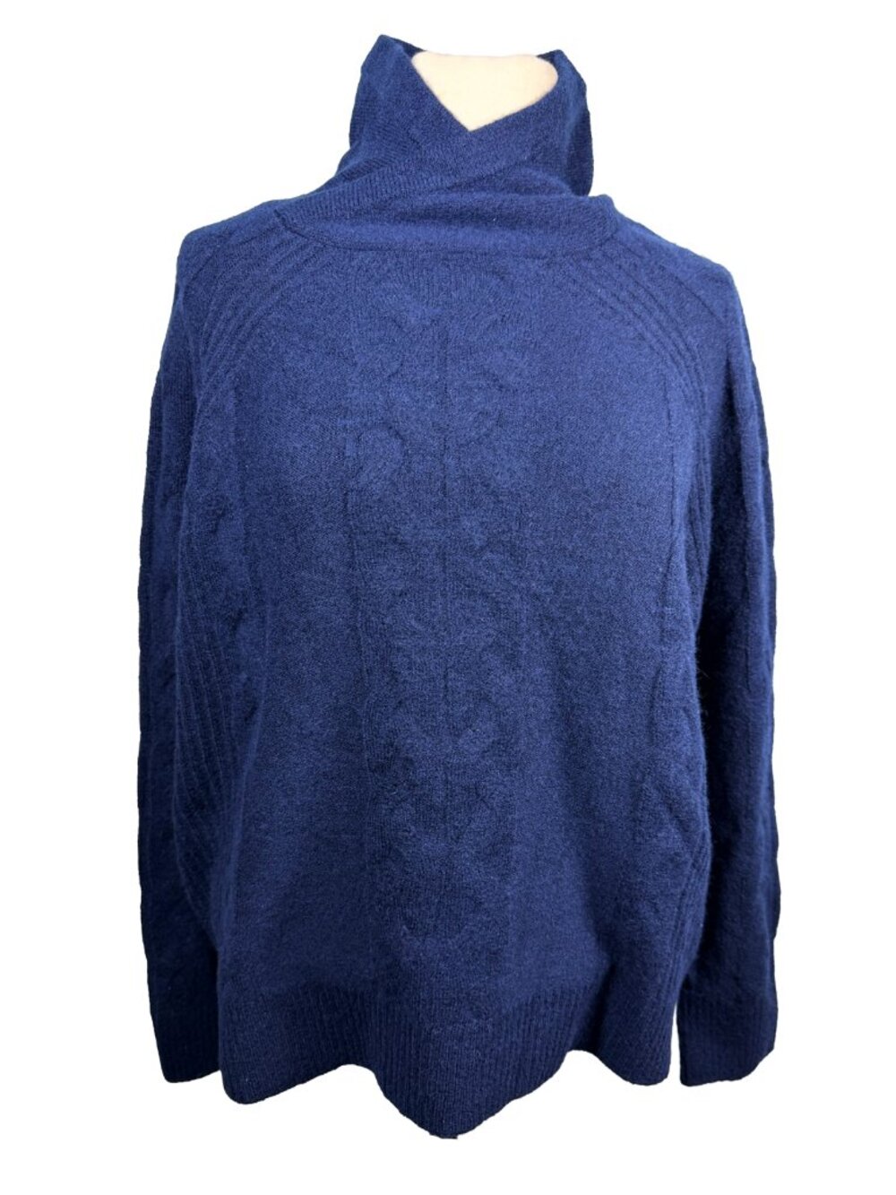 Ariat Novato Sweater Womens XL Blue Wool Blend Cable Knit High Mock Neck 1004624